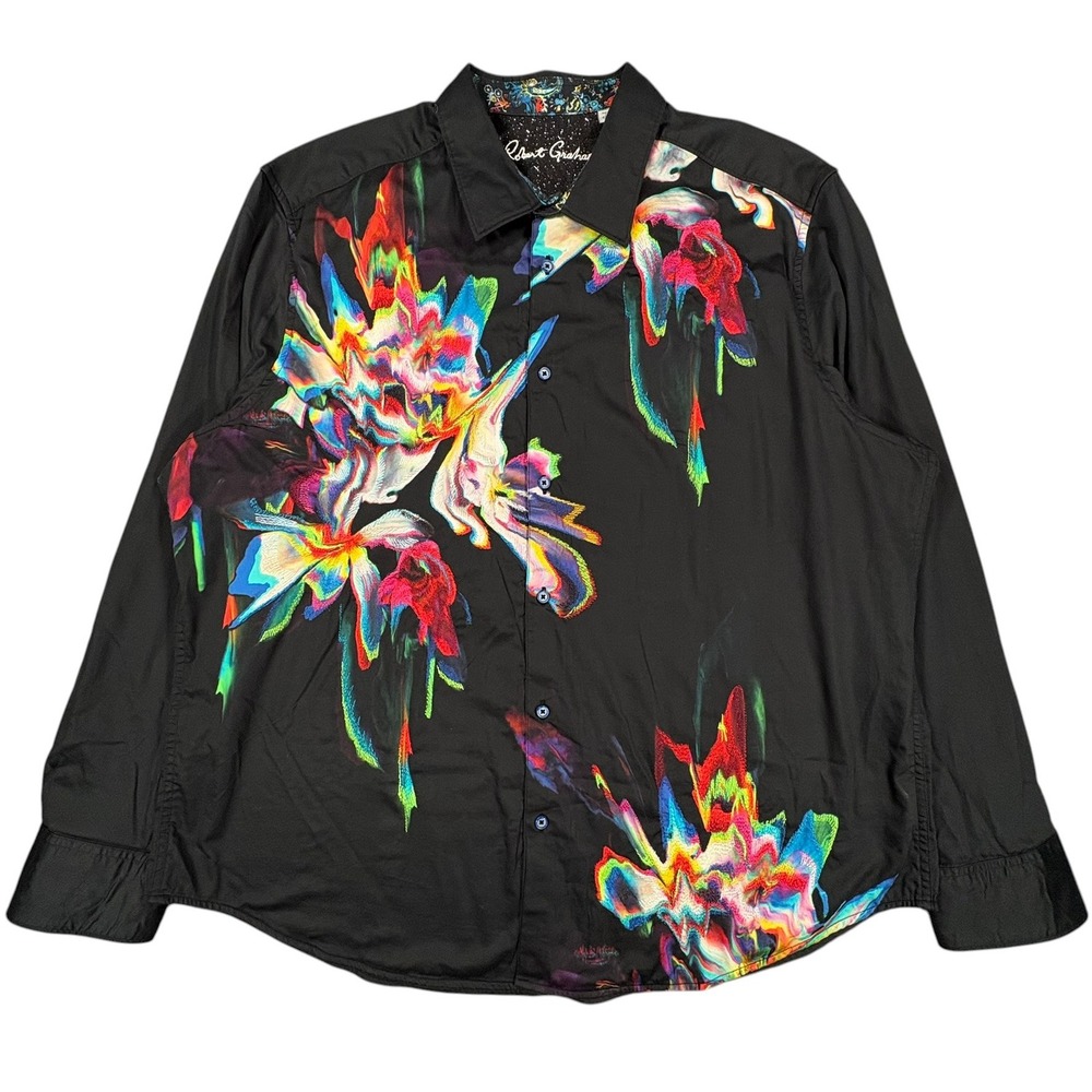 Robert Graham Aurora Shirt Mens 4XL Black Abstract Floral Embroidered Exclusive